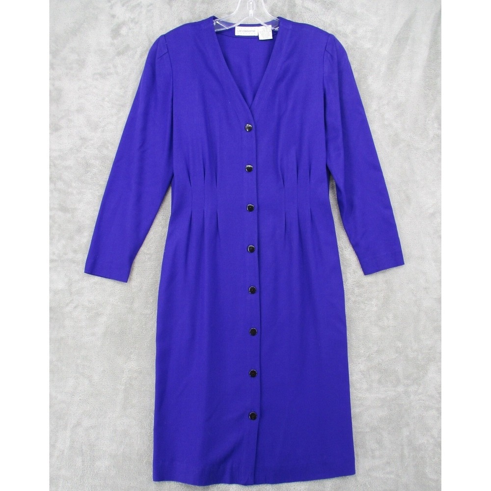 VTG Liz Claiborne Dress Womens Size 6 Petite Wool Sheat Office Career Pockets